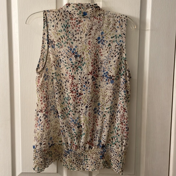 Charlotte Russe sleeveless sheer floral watercolor print bow front blouse size L - Picture 7 of 7